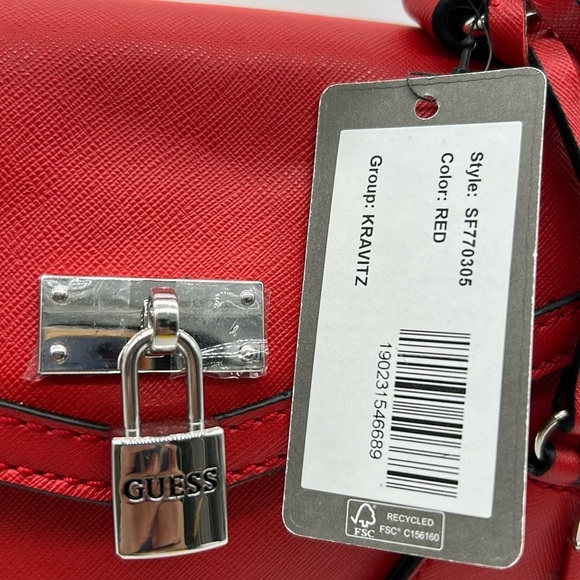 2173- GUESS Crossbody Vegan Bag Red Color NWT - Picture 6 of 11